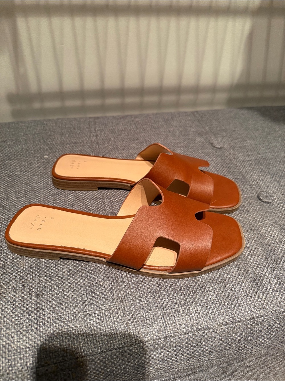 a new day Brown Slide Sandals with Cutout Strap
